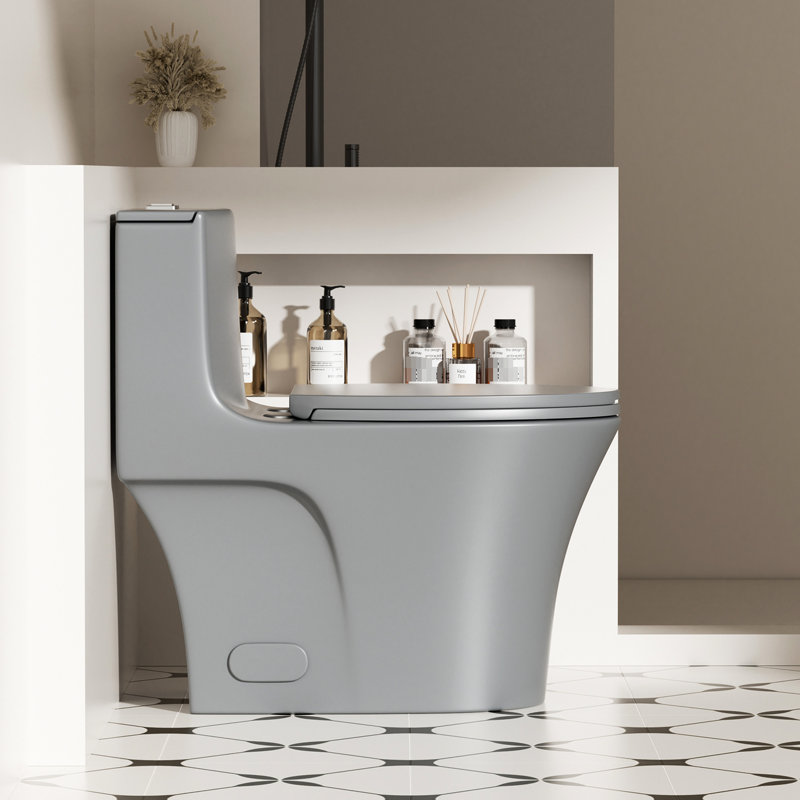 Water Toilet In Grey 002 Hint, 1/1.60 , Elongated Comfort Height Floor Mounted With Rejuvenating Soft Closing Seat Style, User-