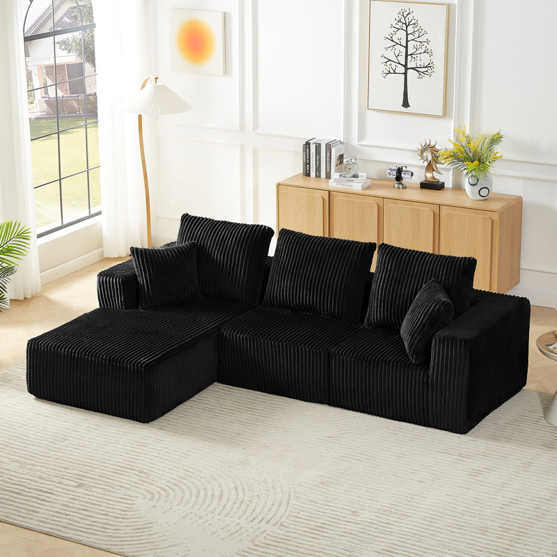 Canapé modulaire modulaire, canapé nuage en velours côtelé moderne avec assise profonde, canapé rembourré 4 places pour le salon, aucun assemblage requis