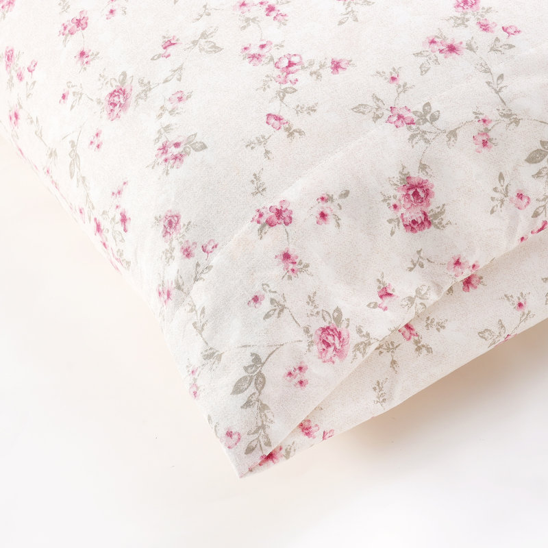 Ensemble de draps en microfibre 4 pièces Modern, Ensemble de draps pour grand lit avec 2 taies d'or, Kashmir Rose Floral