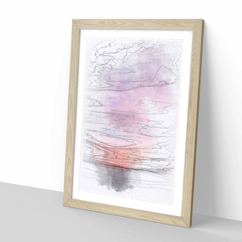 Sky Above The Mountain - Single Picture Frame Painting on MDF, 63cm H x 45cm W x 2cm D, Oak Framed