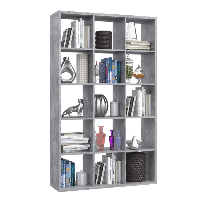 176.3cm H x 107.2cm W Standard Bookcase, Concrete Grey