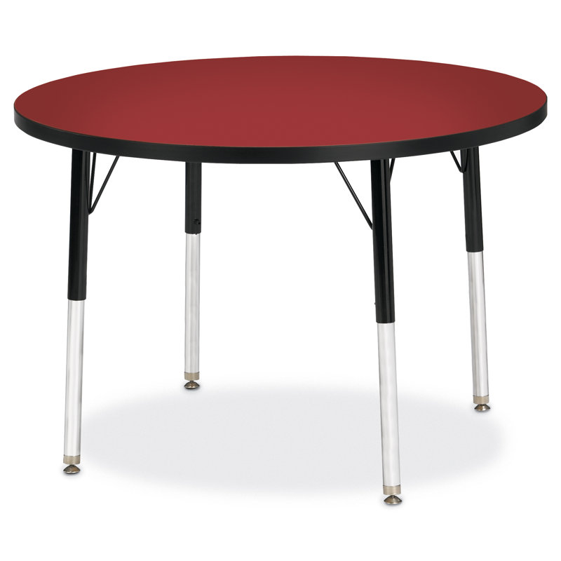 Round Wooden Table with Adjustable Chrome Legs