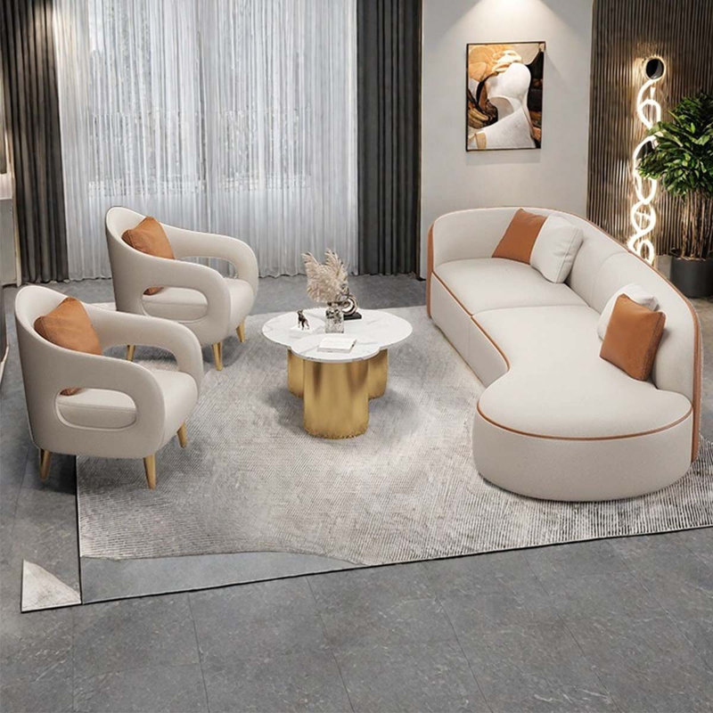 94.49” Orange on White Creative Sofa Set