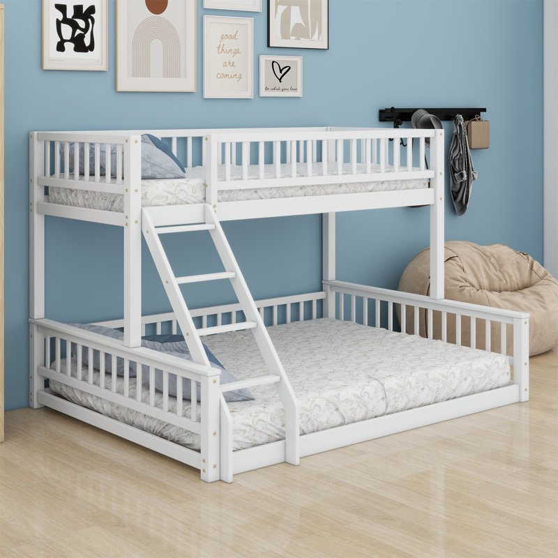 Bunk Bed With Ladder And Guardrails, White