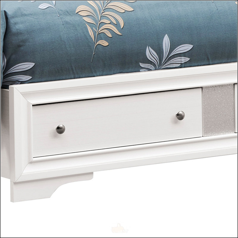 Grand lit, Bois massif / bois manufacturé, Blanc, Grand lit