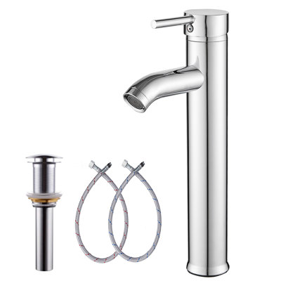 6688H-Single-Handle One Hole Bathroom Vessel Sink With Drain Assemly