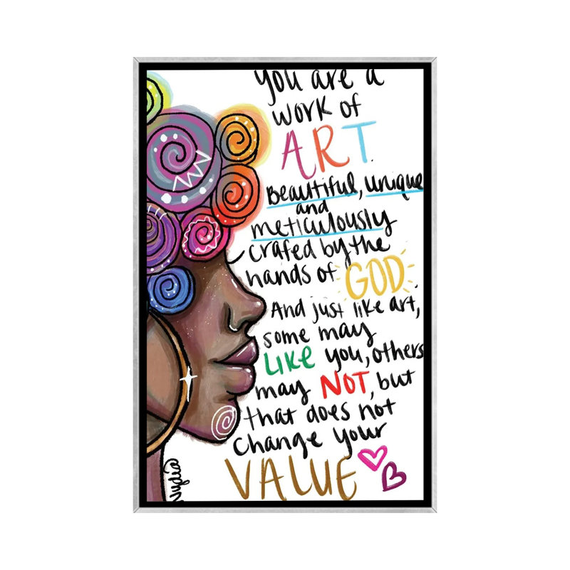 «You Are A Work Of Art», reproduction d'art sur toile encadrée, H 26 po x l 18 po, Reproduction encadrée sans passe-partout