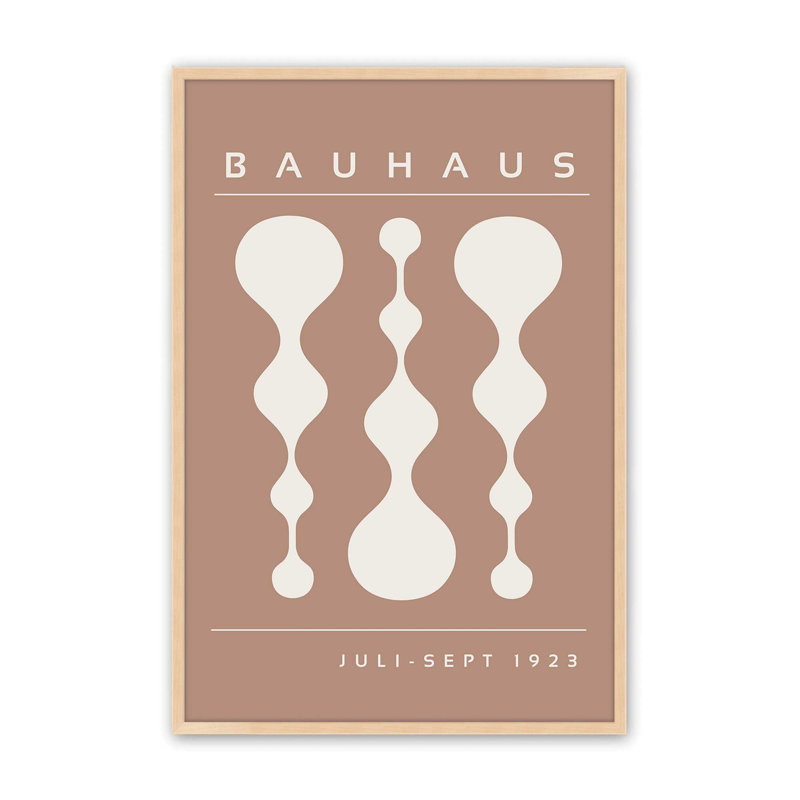 Affiche brune rétro Bauhaus II, Érable brut, H 25 po x l 19 po