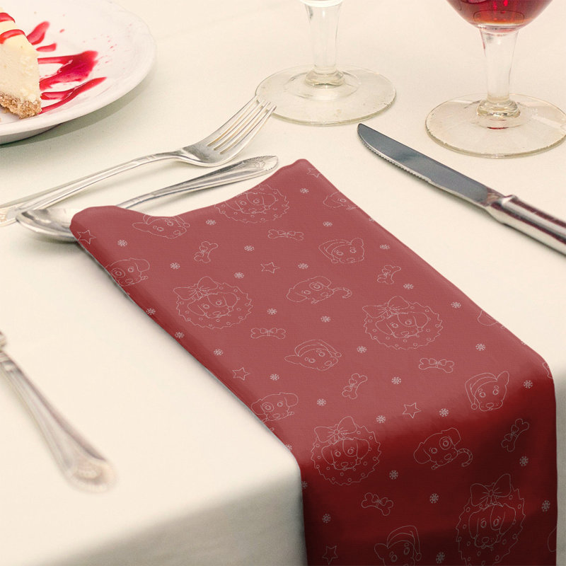 No Pattern Square Napkin, 22" x 22", Red/White, Cotton