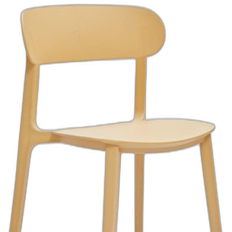 Ensemble de quatre chaises d'appoint à dossier ouvert en plastique robuste jaune, Jaune