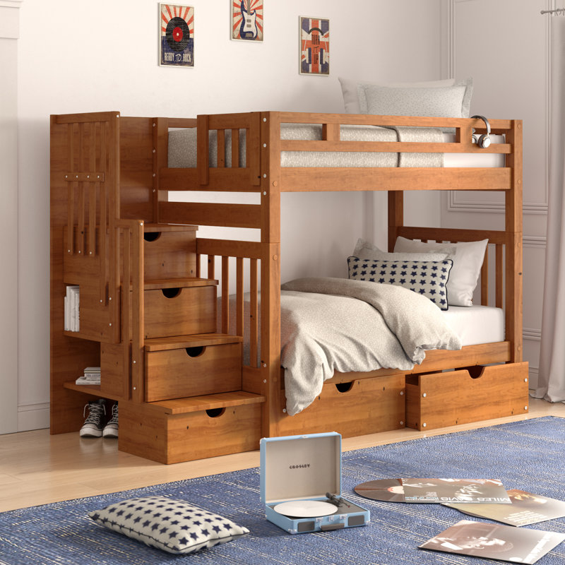 Langley Solid Wood Futon Bunk Bed by Harriet Bee, Twin Over Futon