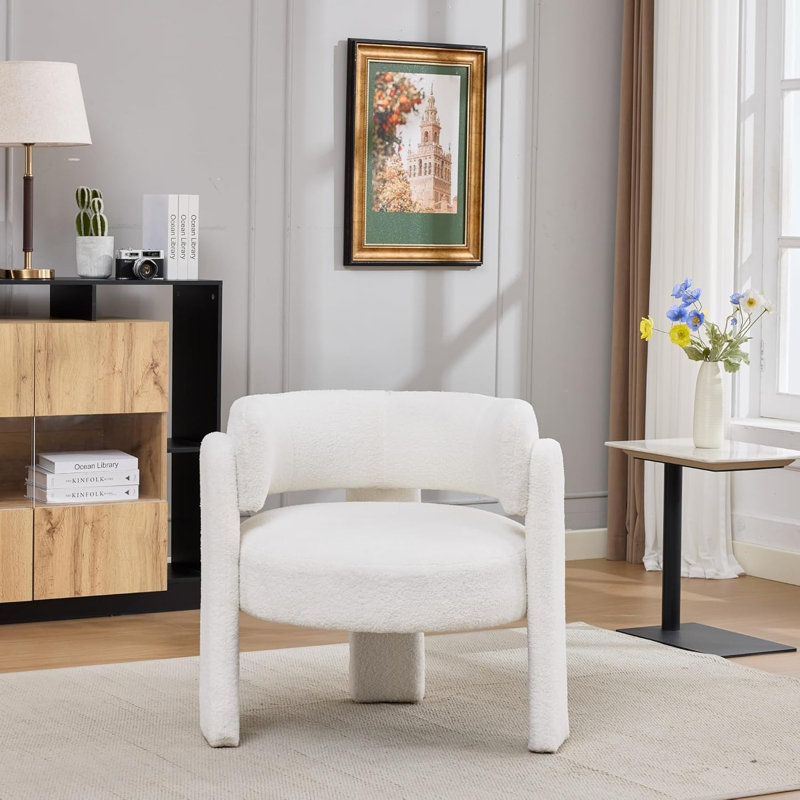 Fauteuil demi-tonneau rembourré en velours Teddy
