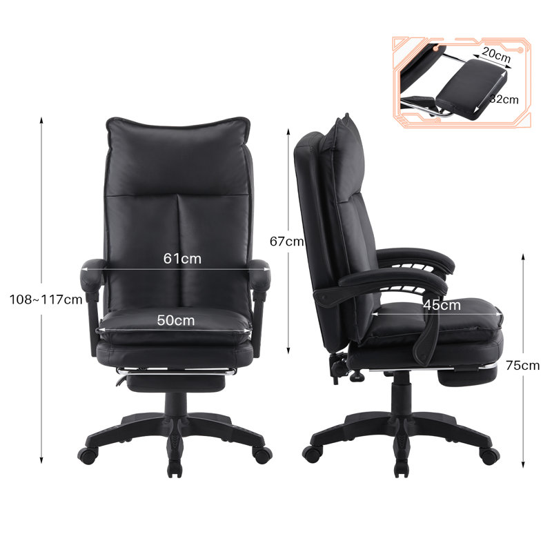 Inbox Zero Adjustable Faux Leather Swiveling PC & Racing Game Chair, Black