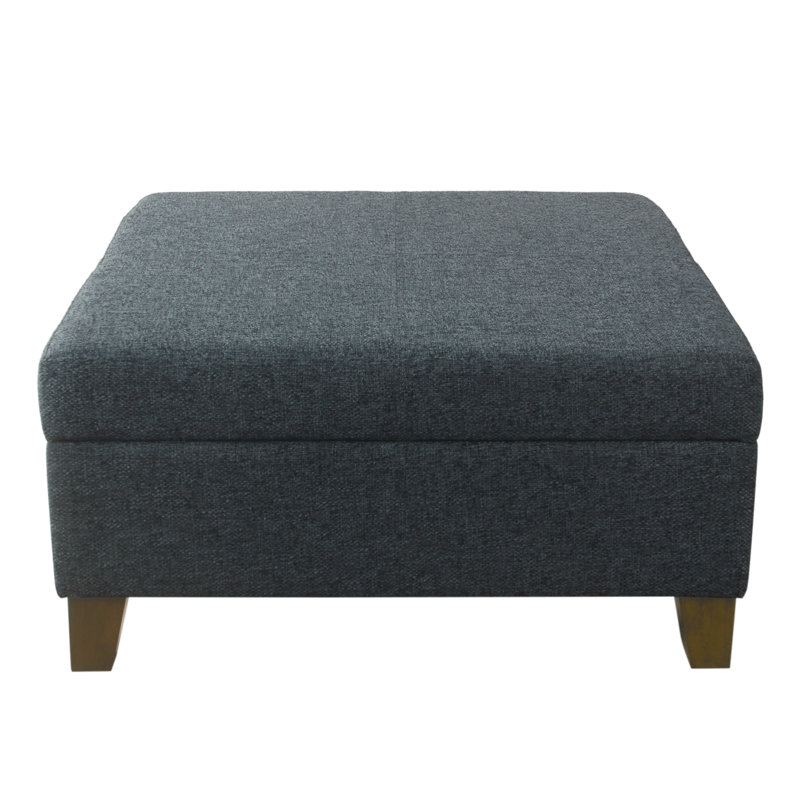 Banc de rangement à couvercle rabattable rembourré, Texturé tissé bleu marine