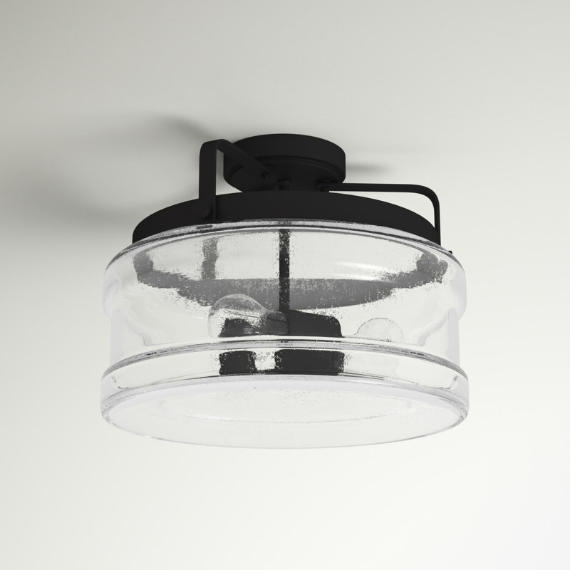 Plafonnier semi-encastré 3 lumières 14 po Raleigh, Noir terre