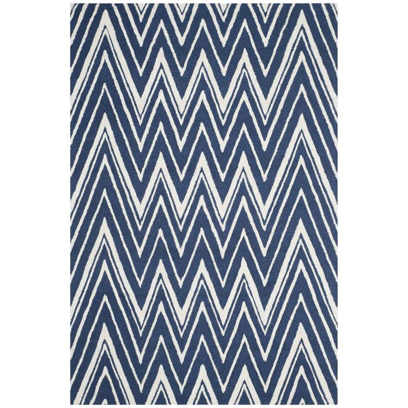 Sanyla Hand Tufted Wool Chevron Rug, Rectangle 4' x 6'