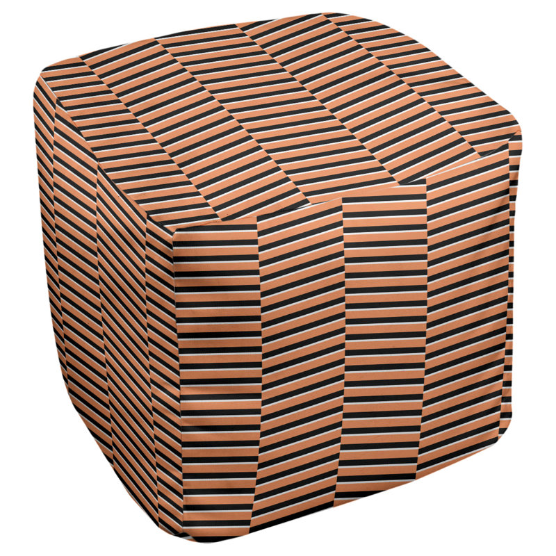 Upholstered Ottoman, Orange