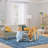 Vintage Area Rug 5x7 Washable Foldable Distressed Accent Carpet Non-Skid Oriental Print Low-Pile Non-Shedding Thin Floor Mat for Bedroom (Blue)-1944218253