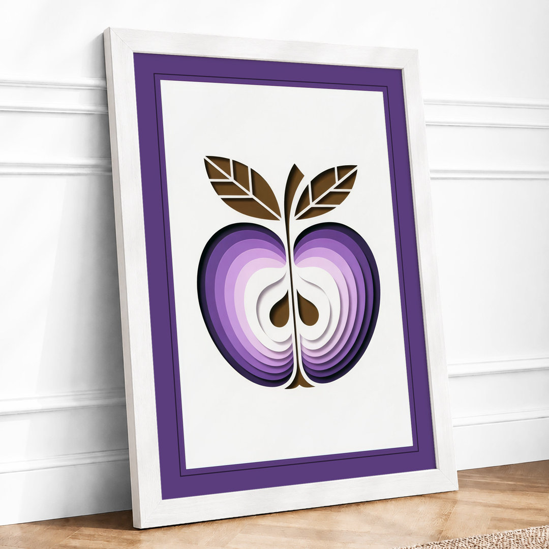 Mirrored Apple in Gold Modern - Framed Print