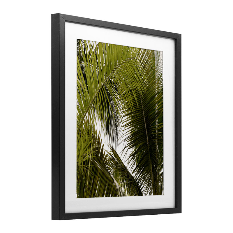 Layered Palm Details Framed Print Under Glass, design by Natalie Carpentieri, Midnight Black Frame, 16" H x 13" W