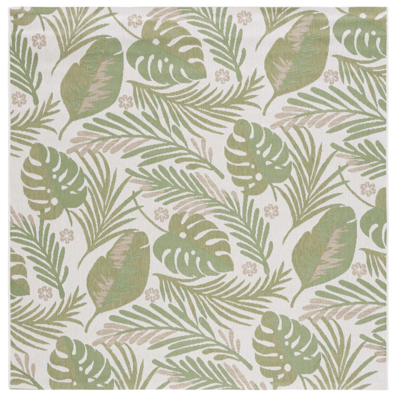 Ishaan Performance Floral Indoor/Outdoor Area Rug, Square 6'7"