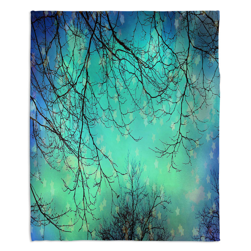  Jeté Night Night Trees, l 51 po x L 60 po, Bleu / Sarcelle / Aqua