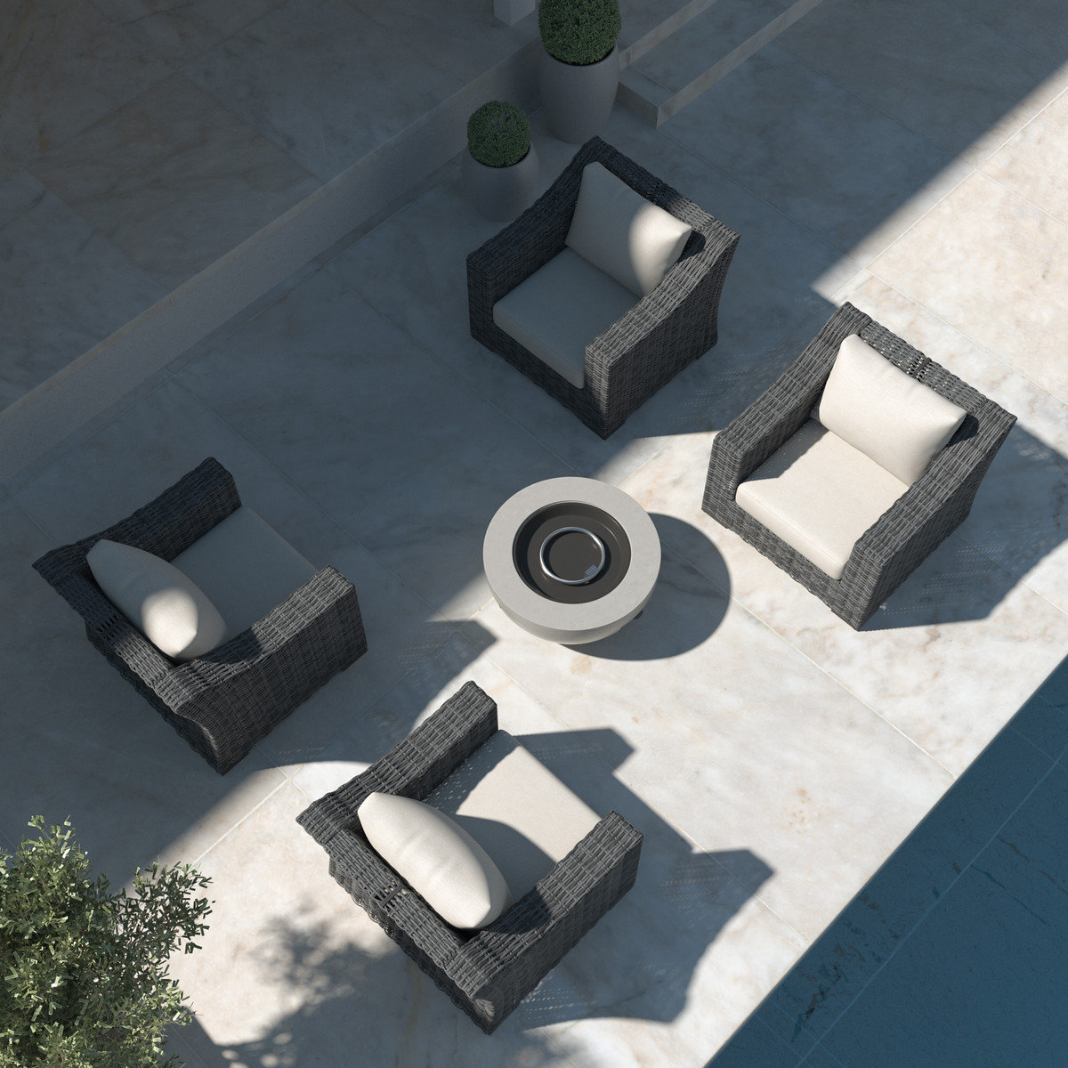 Eloisa Wicker 4 - Person Patio Conversation Set with Cushions, Gray