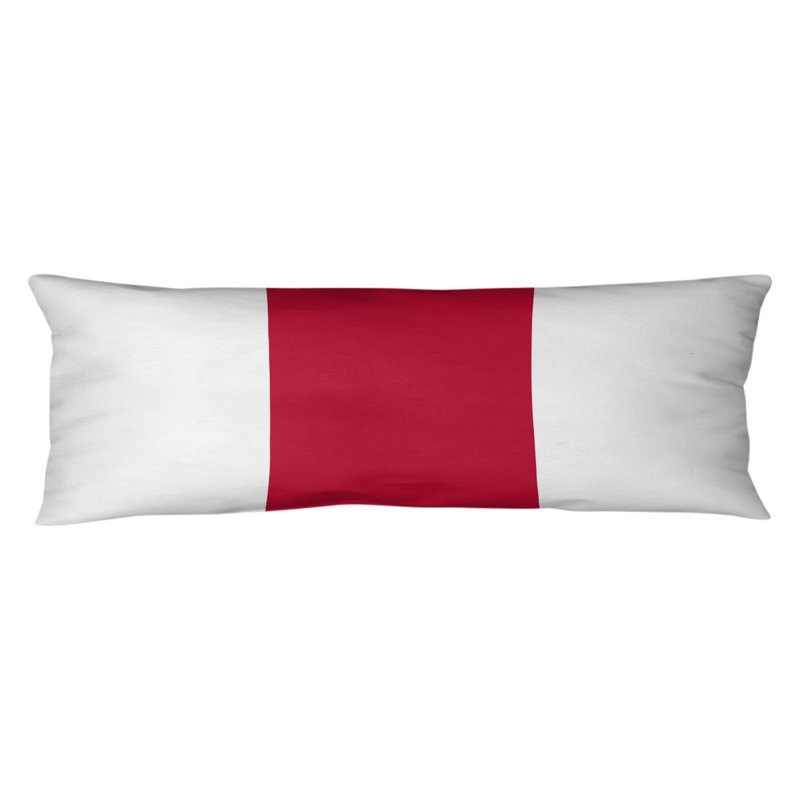 Oreiller pour le corps en polyester 20 po x 54 po Adel, Blanc / rouge moyen / blanc