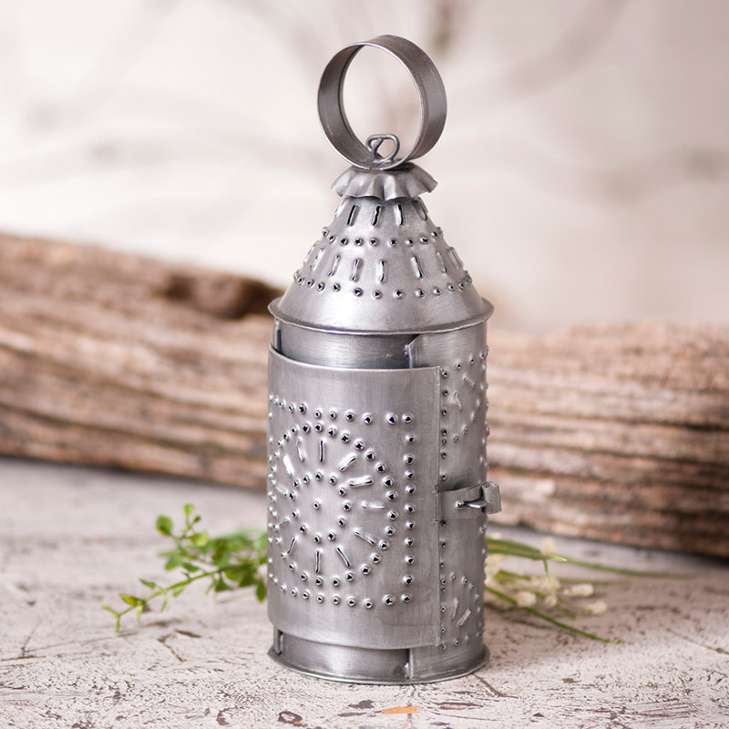 Ranney 9.5'' H Metal Tabletop Lantern, Antique Tin