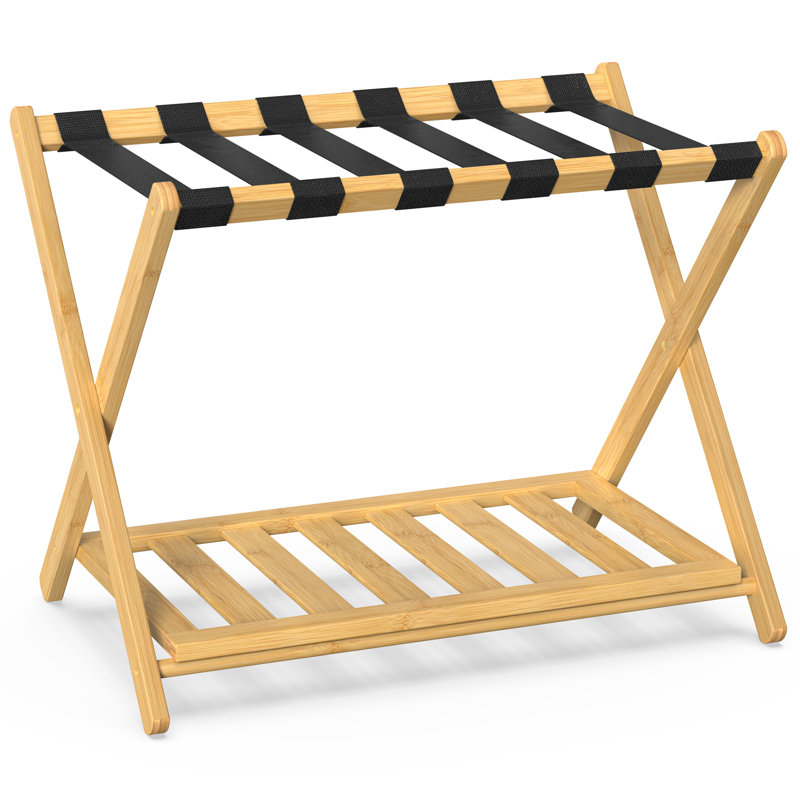 44cm W Bamboo / Rattan Luggage Rack, Natural