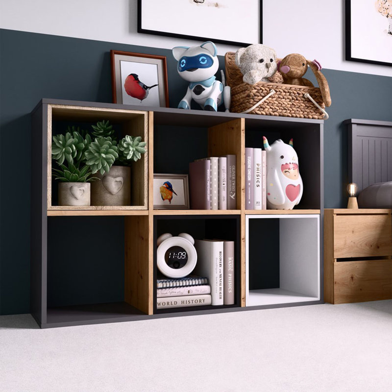 75cm H Standard Bookcase, Oak Artisan/Anthracite, (2 Shelves) 75cmH x 110cmW x 30cmD