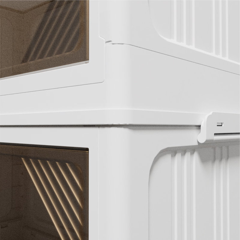 Ensemble de 2 armoires de rangement en plastique transparentes de 124,5 pi de 31,5 po pour les organisateurs de placard et le rangement, boîte de rangement pliante, bacs de rangement empilables avec porte avant ouverte