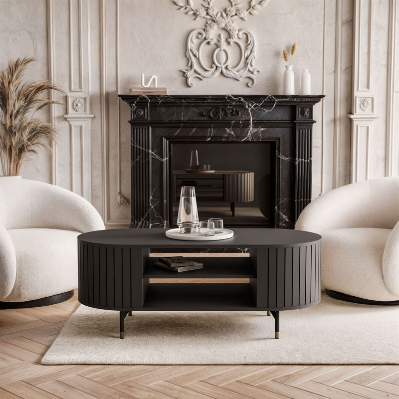 Coffee Table with Storage, Black