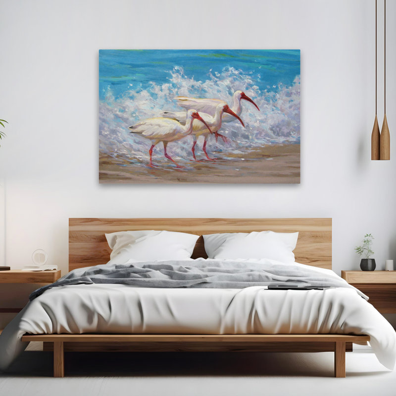 Surf, pêche, animaux, oiseaux, nature, art animalier, H 40 po x l 60 po