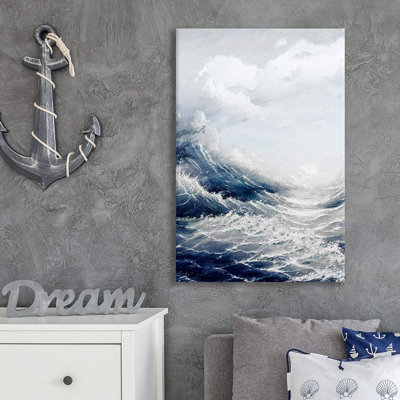 «Coastal Beach» IDÉE4WALL, reproduction d'art sur toile, orages océaniques, paysage marin, art moderne, nautique, paysage coloré, multicolore ultra pour le salon, la chambre à coucher, le bureau