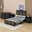 Ensemble de chambre à coucher 4 pièces, lit plateforme de ferme avec décoration en bois, table de chevet et commode avec poignée en métal-816344758-816344763