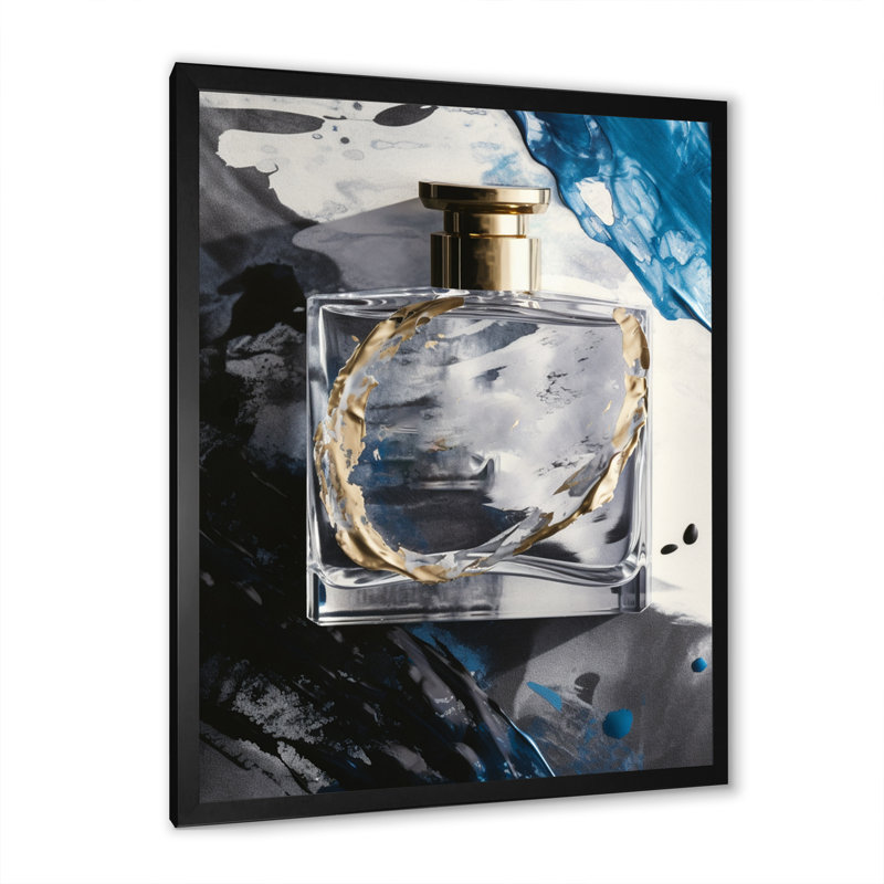 «The Essence Of Perfume II» - Décoration murale mode parfum, H 44 po x l 34 po, Cadre photo noir