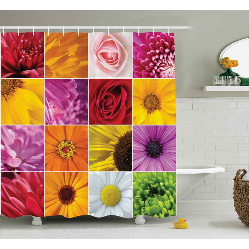  Rideau de douche simple à fleurs colorées, H 75 po x l 69 po