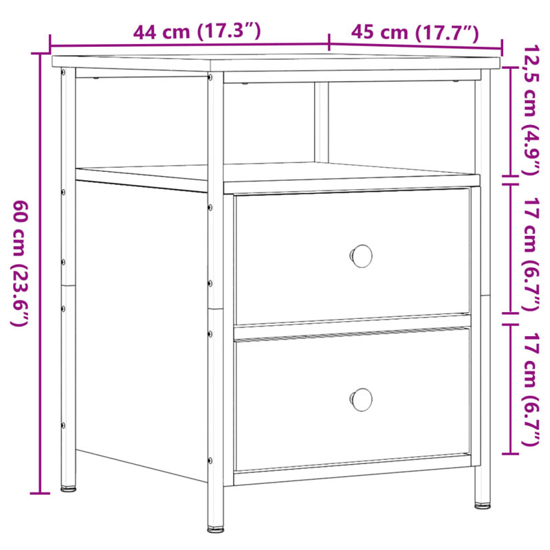 Elsinore 44cm W Bedside Table, Artisan Oak, Individual