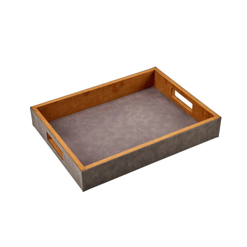 Grey Leatherette Tray - 16" X 12"
