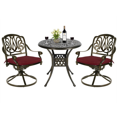 Round 2 - Person 31" Long Bistro Set with Cushions