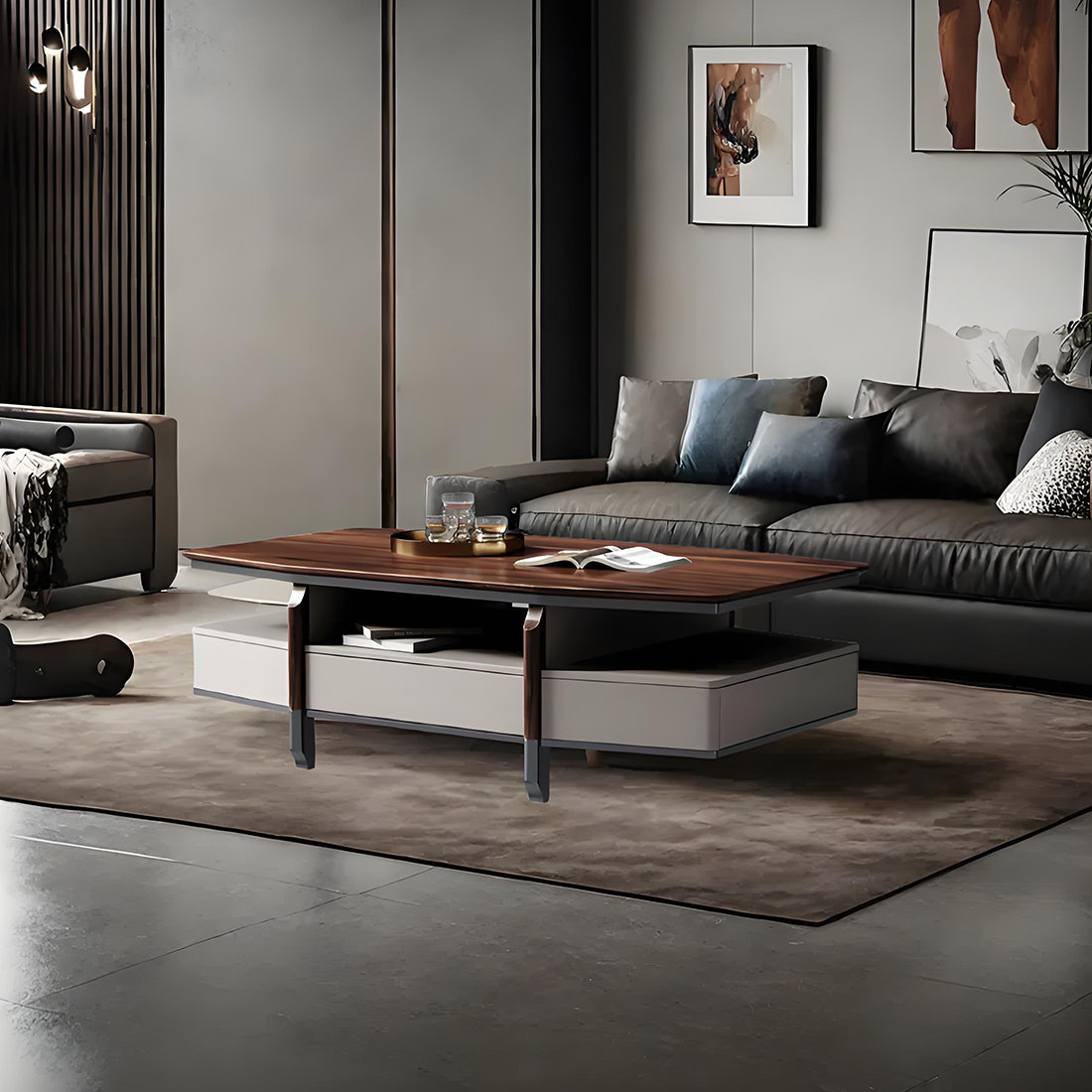 Orren Ellis Modern Walnut Coffee Table with Rounded Corners - Wayfair ...