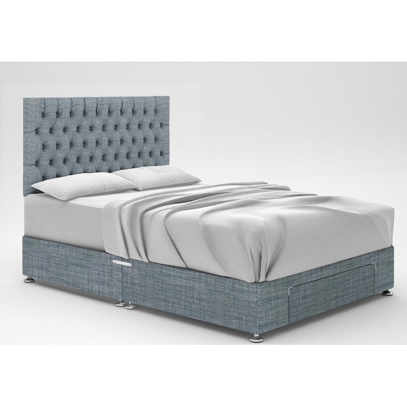 Zawacki Divan Bed Base, Sky, No Storage, Small Single