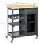Îlot de cuisine roulant avec rangement, chariot de cuisine avec support à vin pour 4 bouteilles, chariot de bar avec porte-verres à pied, tablettes, tiroir et armoire-683235993