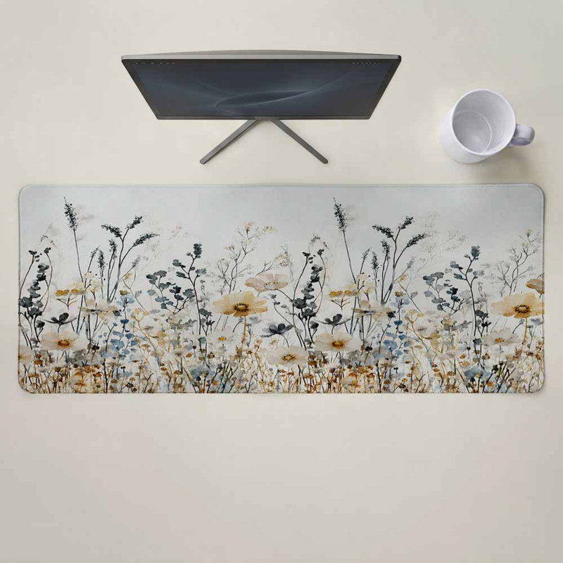Tapis de souris vintage à motif floral printanier, idéal pour le jeu, le clavier et la souris. Grand tapis de souris décoratif avec base antidérapante, parfait pour le bureau, la maison ou les jeux. Dimensions : 40 x 90 cm. Livré avec une tasse blanche.