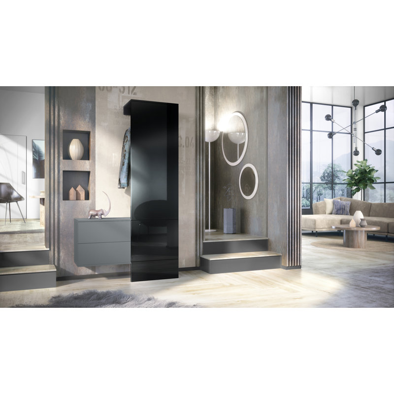 Chappa Hall Tree 105cm Wide, High-gloss black