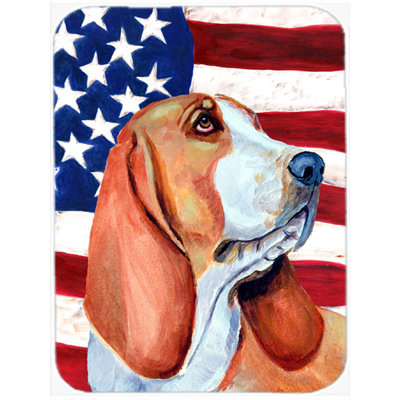Drapeau américain avec planche à découper en verre Basset Hound USA