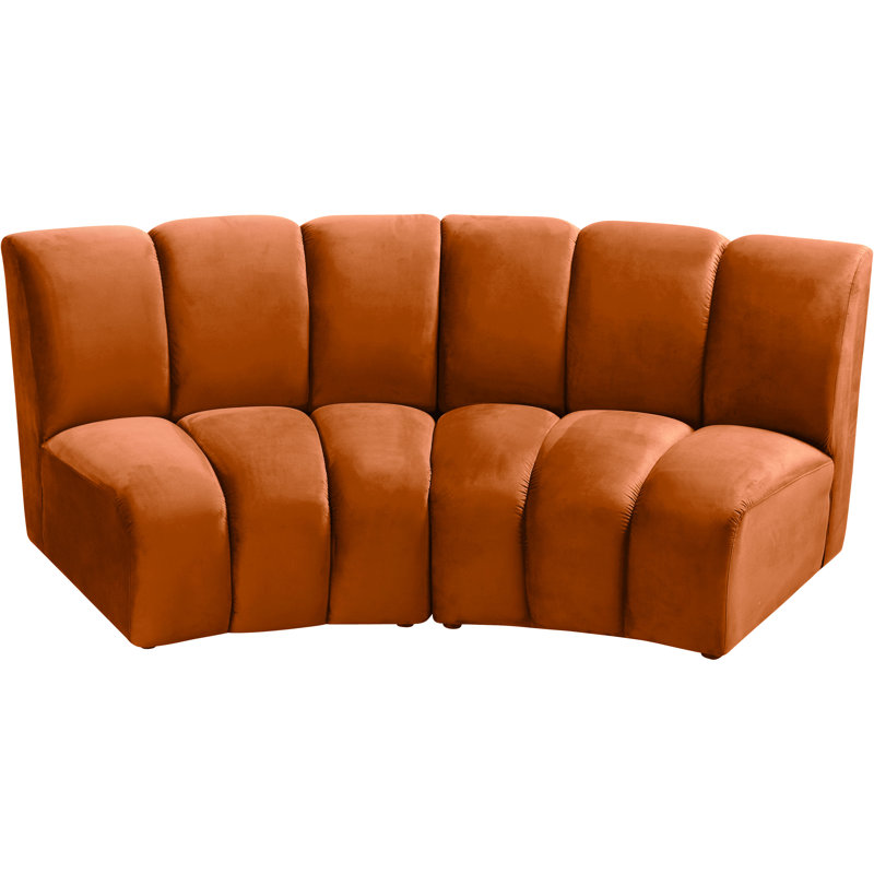 Canapé modulaire en velours Infinity, Velours cognac, 2 pièces