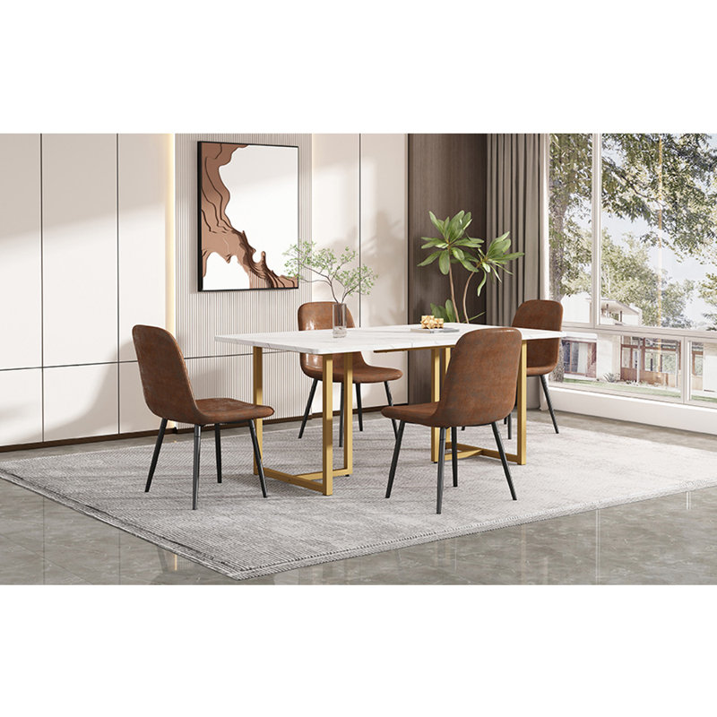 Bronislaw Metal Base Dining Table, Gold