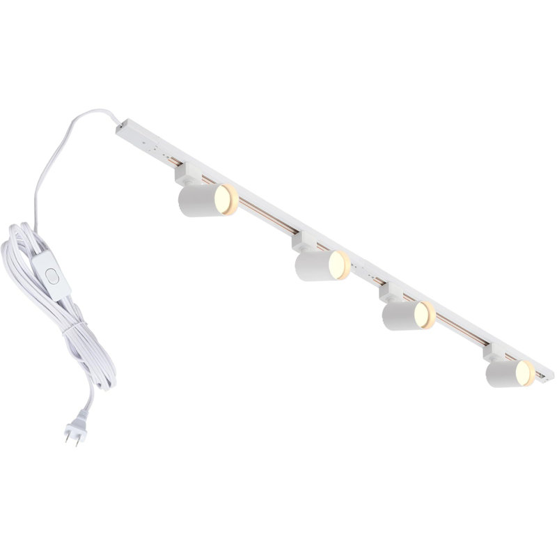Éclairage sur rail à brancher avec cordon d'alimentation, ensemble d'éclairage sur rail 4 lumières GU10 avec rail d'éclairage sur rail de cuisine moderne à DEL, cordon d'alimentation de 13 pi, blanc (sans ampoules)